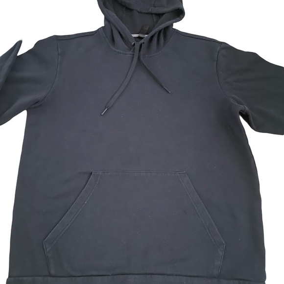 Adidas Hoodie Pullover Sweatshirt Black with White Lettered Sleeve Sz Large - Picture 3 of 5